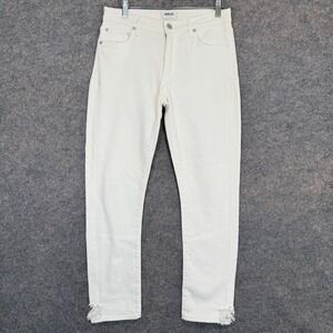 AGOLDE Toni Jeans Womens 28 Mid Rise Straight White Denim Pants Destroyed Hem